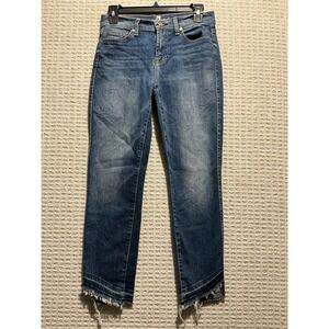 7 Seven For All Mankind Roxanne Ankle Jeans 26 Diagonal Cut Raw Hem